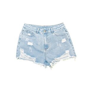 Light Blue Distressed Denim Shorts